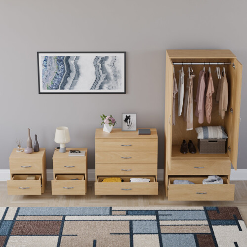 Vida Designs (Pine) Riano 4 Piece Bedroom Set 3 2