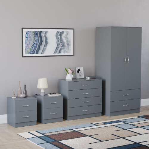 Vida Designs (Grey) Riano 4 Piece Bedroom Set 3