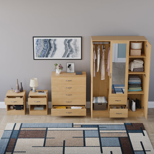 Vida Designs (Pine) Riano 4 Piece Bedroom Set 14 2
