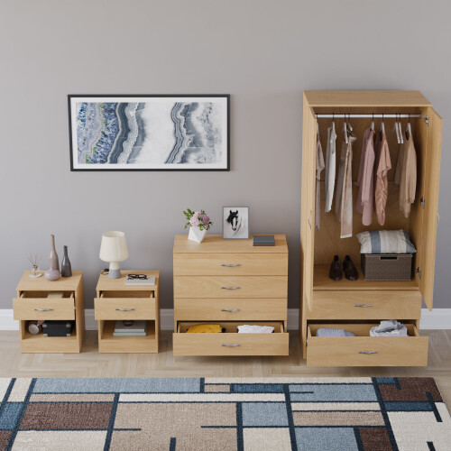 Vida Designs (Pine) Riano 4 Piece Bedroom Set 1 2