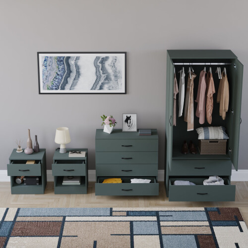 Vida Designs (Jasper Green) Riano 4 Piece Bedroom Set 1 2