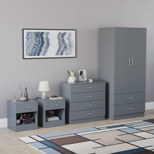 Vida Designs (Grey) Riano 4 Piece Bedroom Set 1