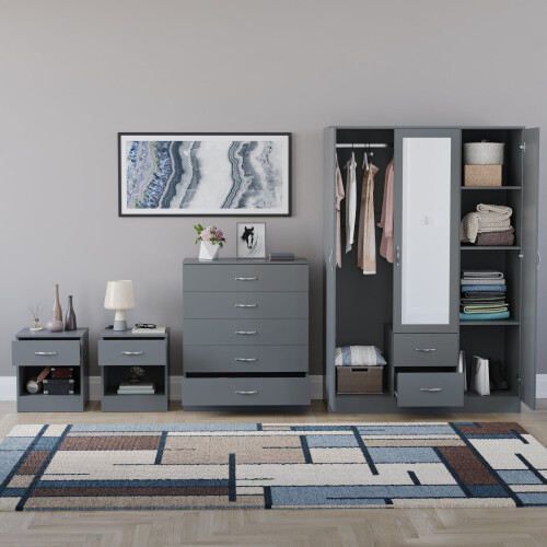 Vida Designs (Grey) Riano 4 Piece Bedroom Set 14 2