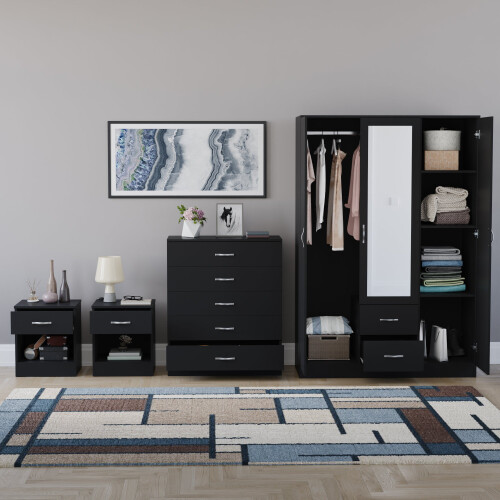 Vida Designs (Black) Riano 4 Piece Bedroom Set 14 2