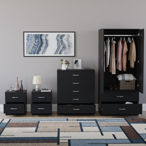 Vida Designs (Black) Riano 4 Piece Bedroom Set 4 2