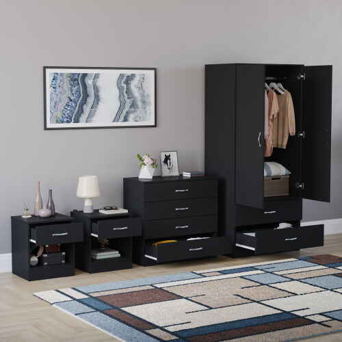 Vida Designs (Black) Riano 4 Piece Bedroom Set 1 1
