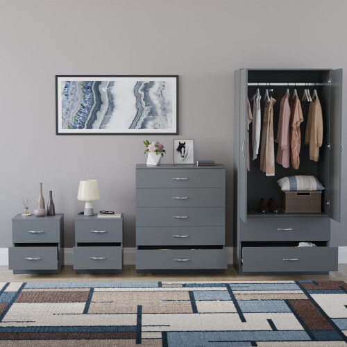 Vida Designs (Grey) Riano 4 Piece Bedroom Set 4 2