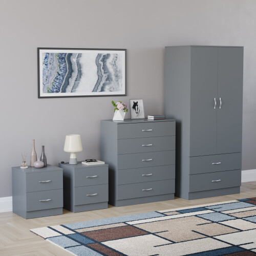 Vida Designs (Grey) Riano 4 Piece Bedroom Set 4