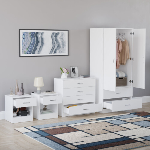 Vida Designs (White) Riano 4 Piece Bedroom Set 1 1