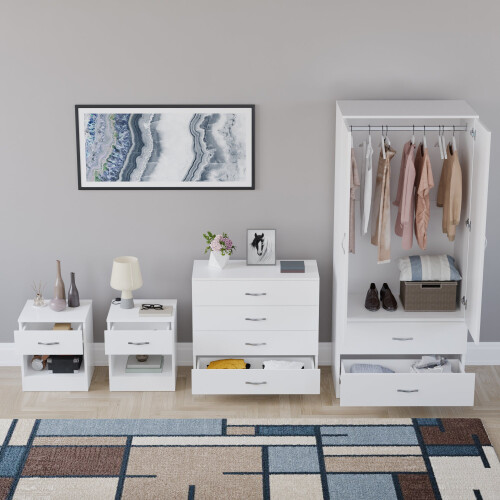 Vida Designs (White) Riano 4 Piece Bedroom Set 1 2