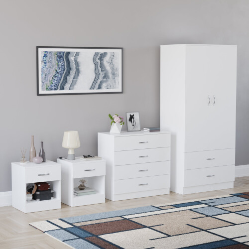 Vida Designs (White) Riano 4 Piece Bedroom Set 1
