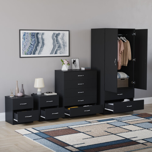 Vida Designs (Black) Riano 4 Piece Bedroom Set 4 1