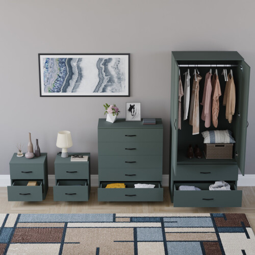 Vida Designs (Jasper Green) Riano 4 Piece Bedroom Set 4 2