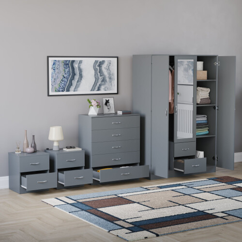 Vida Designs (Grey) Riano 4 Piece Bedroom Set 16 1