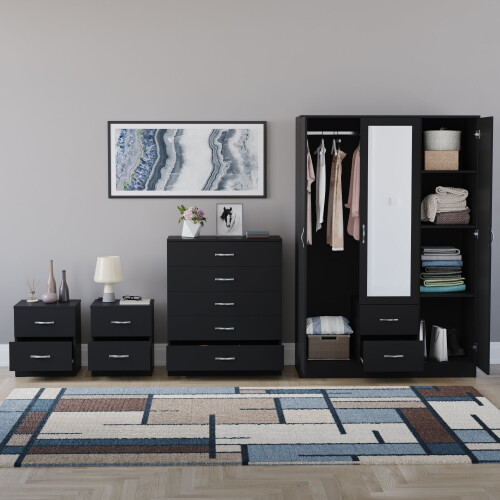 Vida Designs (Black) Riano 4 Piece Bedroom Set 16 2