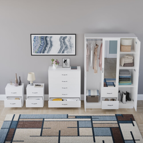 Vida Designs (White) Riano 4 Piece Bedroom Set 16 2