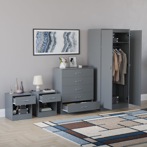 Vida Designs (Grey) Riano 4 Piece Bedroom Set 20 1