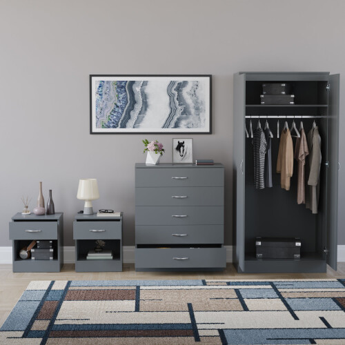 Vida Designs (Grey) Riano 4 Piece Bedroom Set 20 2