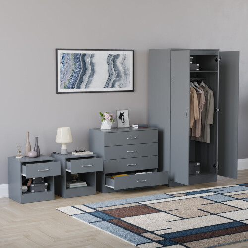 Vida Designs (Grey) Riano 4 Piece Bedroom Set 19 1