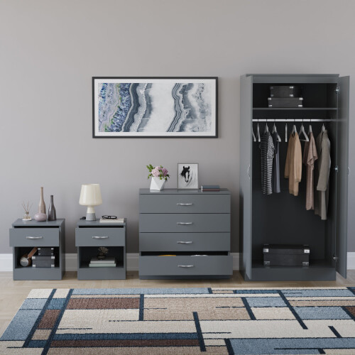 Vida Designs (Grey) Riano 4 Piece Bedroom Set 19 2