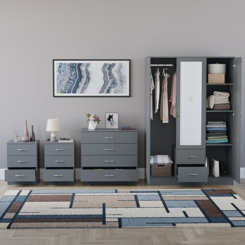 Vida Designs (Grey) Riano 4 Piece Bedroom Set 17 2