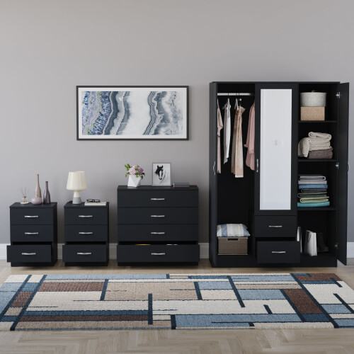 Vida Designs (Black) Riano 4 Piece Bedroom Set 17 2