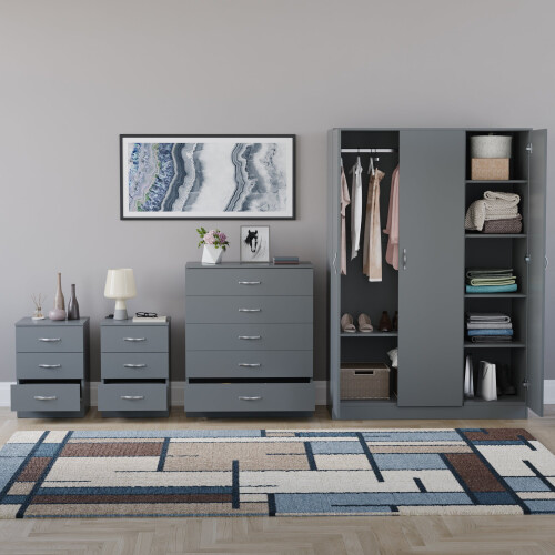 Vida Designs (Grey) Riano 4 Piece Bedroom Set 12 2