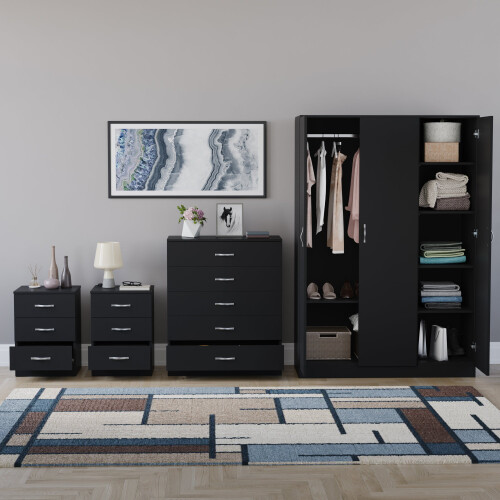 Vida Designs (Black) Riano 4 Piece Bedroom Set 12 2
