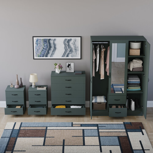Vida Designs (Jasper Green) Riano 4 Piece Bedroom Set 18 2