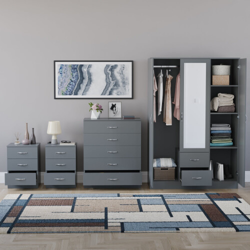 Vida Designs (Grey) Riano 4 Piece Bedroom Set 18 2