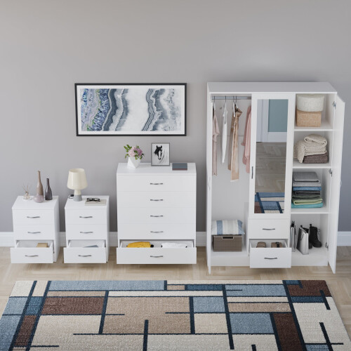 Vida Designs (White) Riano 4 Piece Bedroom Set 18 2
