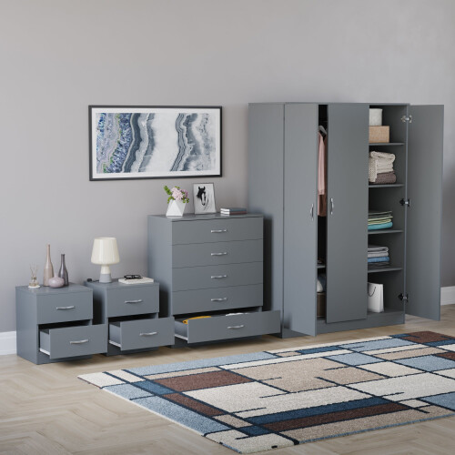 Vida Designs (Grey) Riano 4 Piece Bedroom Set 10 1