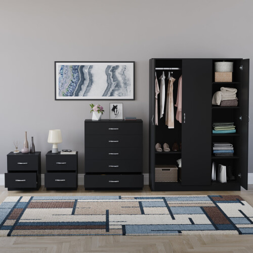 Vida Designs (Black) Riano 4 Piece Bedroom Set 10 2