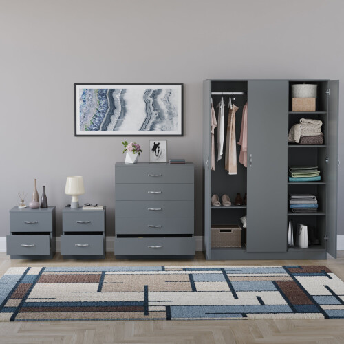 Vida Designs (Grey) Riano 4 Piece Bedroom Set 10 2