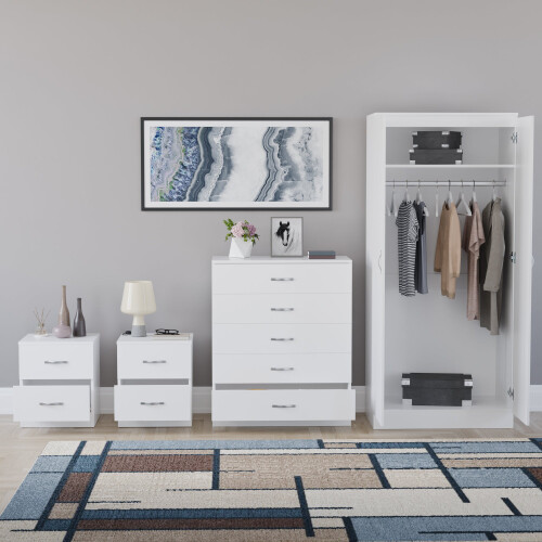 Vida Designs (White) Riano 4 Piece Bedroom Set 22 2