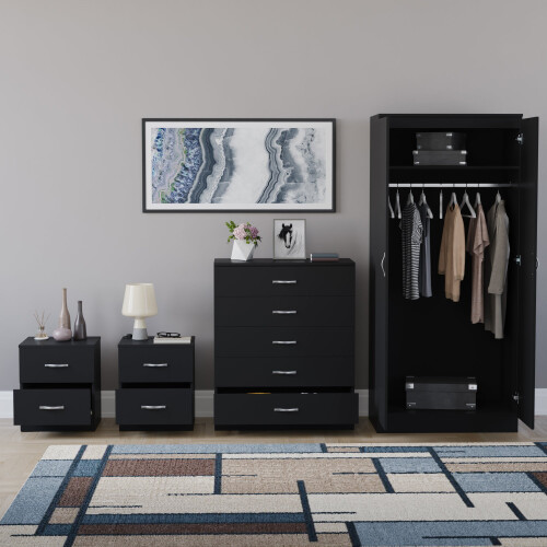 Vida Designs (Black) Riano 4 Piece Bedroom Set 22 2