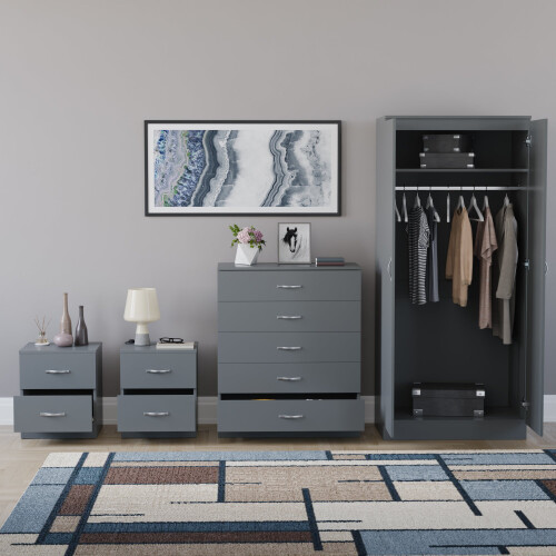 Vida Designs (Grey) Riano 4 Piece Bedroom Set 22 2