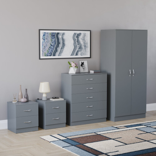 Vida Designs (Grey) Riano 4 Piece Bedroom Set 22