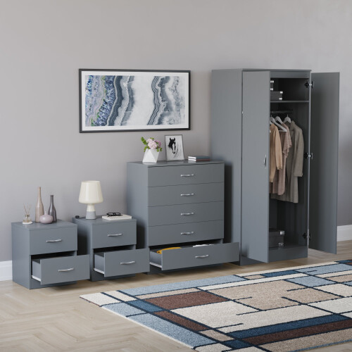 Vida Designs (Grey) Riano 4 Piece Bedroom Set 22 1