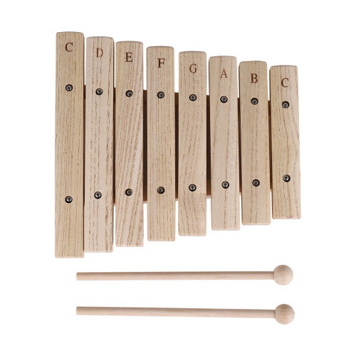 Xilofone de madeira natural para crianças, brinquedo de percussão com 8 tons