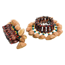 2 pulseiras de dança com casca de semente, sinos de pulso com faixa de noz para dança, ioga