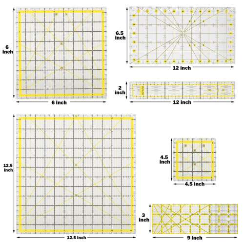 Conjunto de réguas de acrílico para quilting com linhas de grade de duas cores 1