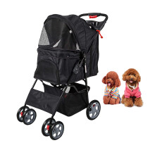 4 Wheel Pet Stroller Folding Carrier City Walk Strolling Cart for Dog, Cat and More Multiple Colors