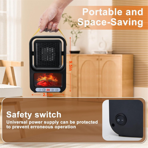 Realistische 3D-vlam Mini-kamer Smart Heater EU-stekker 1