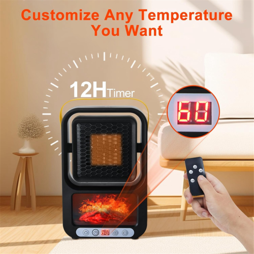 Realistische 3D-vlam Mini-kamer Smart Heater EU-stekker 2