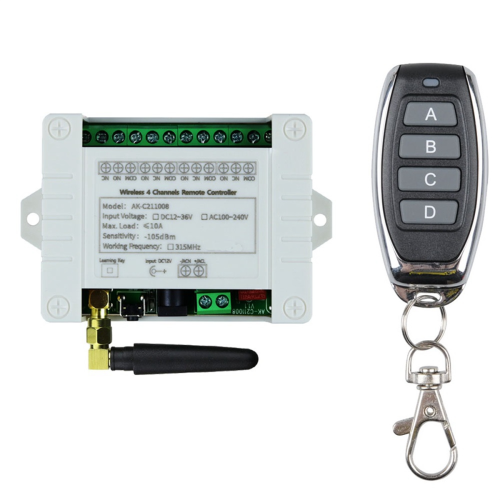 Récepteur d'interrupteur télécommandé + émetteur 4 canaux, 1 récepteur et 1 télécommande