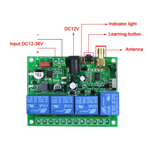 Récepteur d'interrupteur télécommandé + émetteur 4 canaux, 1 récepteur et 1 télécommande 2