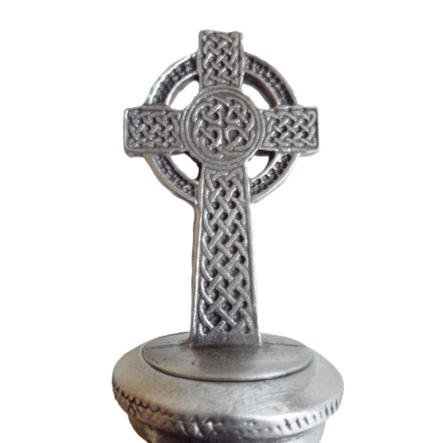 (Add a Gift Pouch) Celtic Cross Knotwork Pewter Bottle Stopper 2