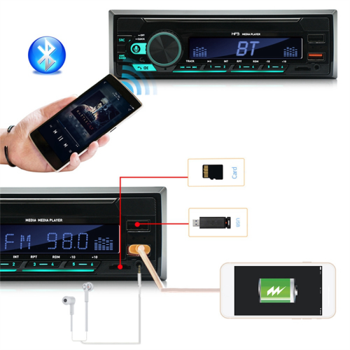 Rádio de Carro 4 Canais 45W com Bluetooth e Reprodutor MP3 para Carro 2