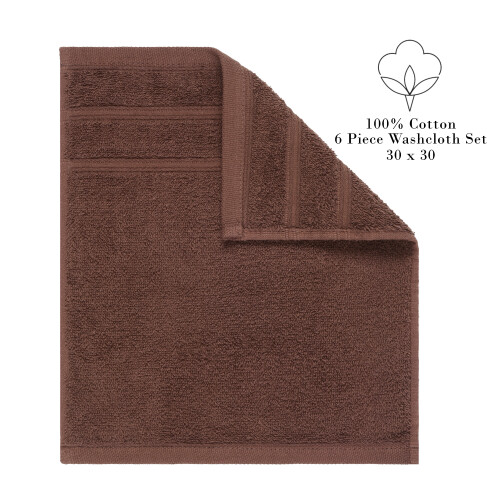 (BROWN) Perefly Cotton Washcloths Set (30 x 30 cm) 2